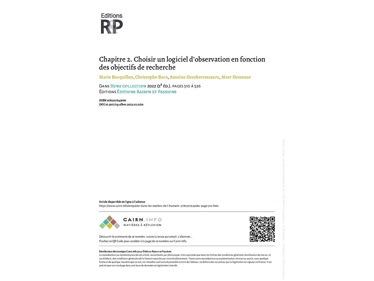 Choisir un logiciel d’observation en fonction des objectifs de recherche