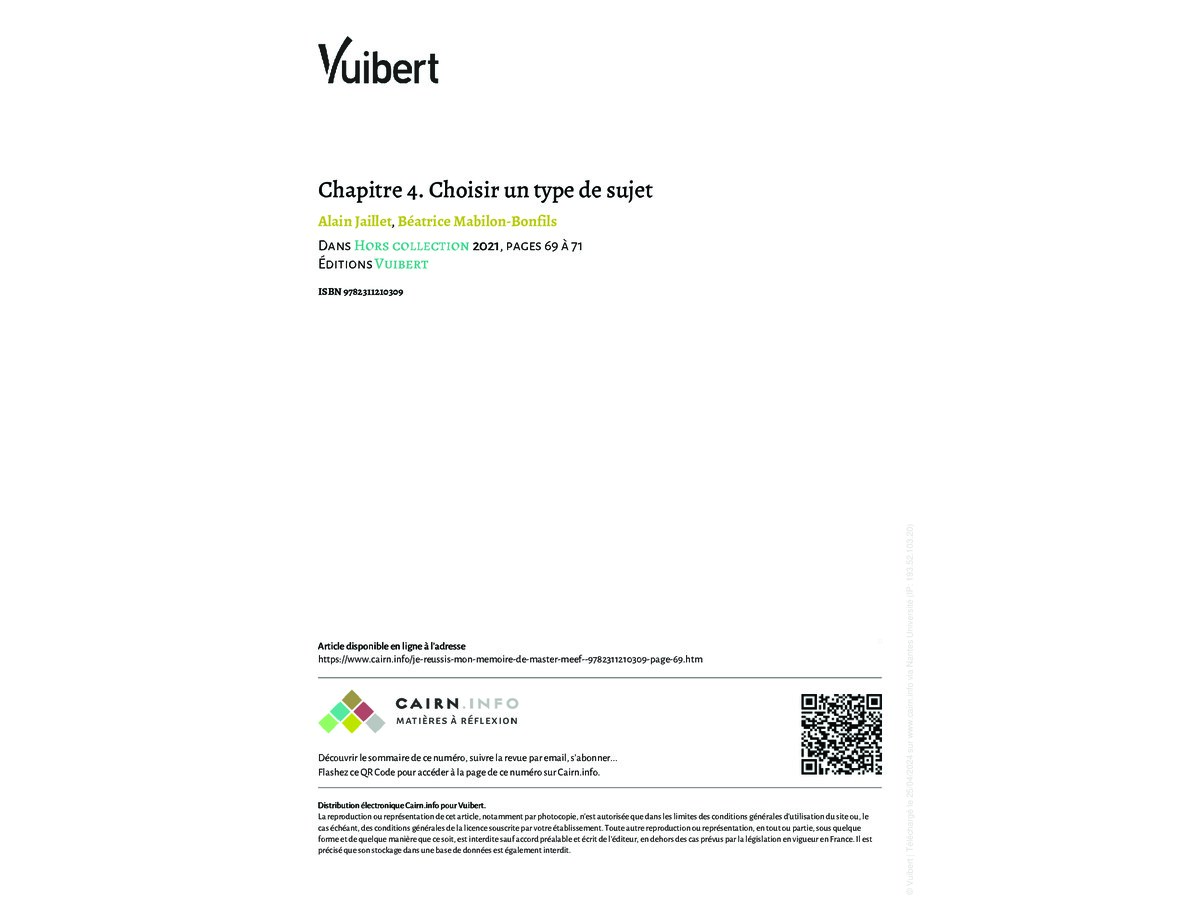 Choisir un type de sujet