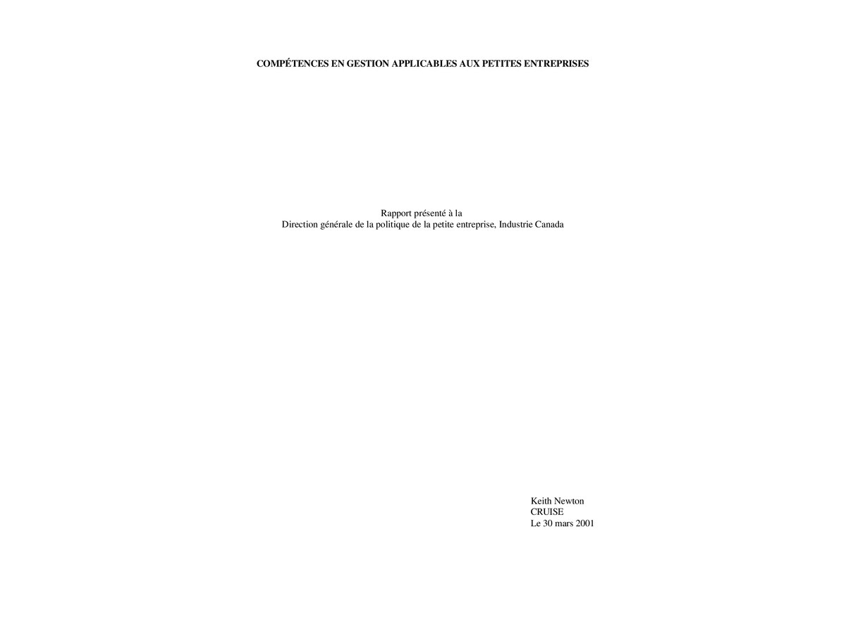 Compétences en Gestion Applicables aux Petites Entreprises