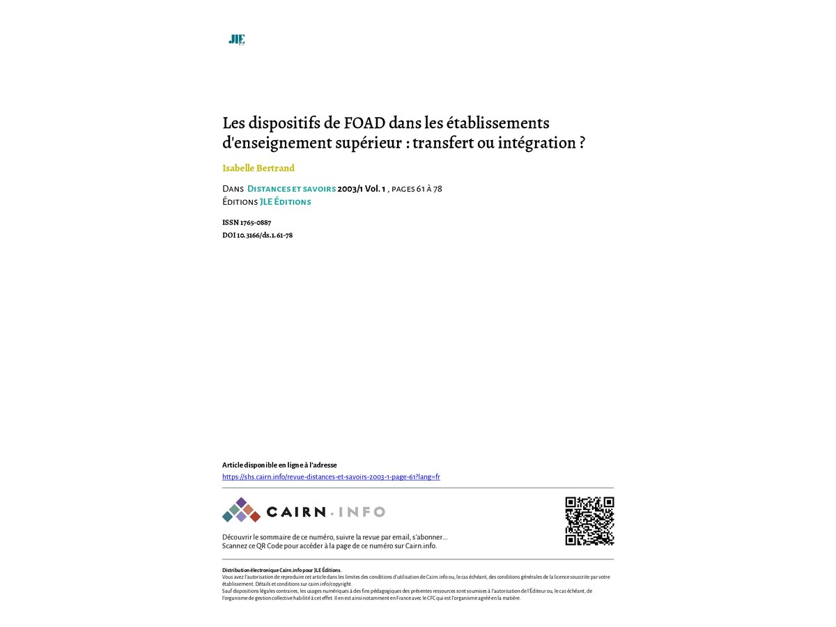 Dispositifs de la FOAD