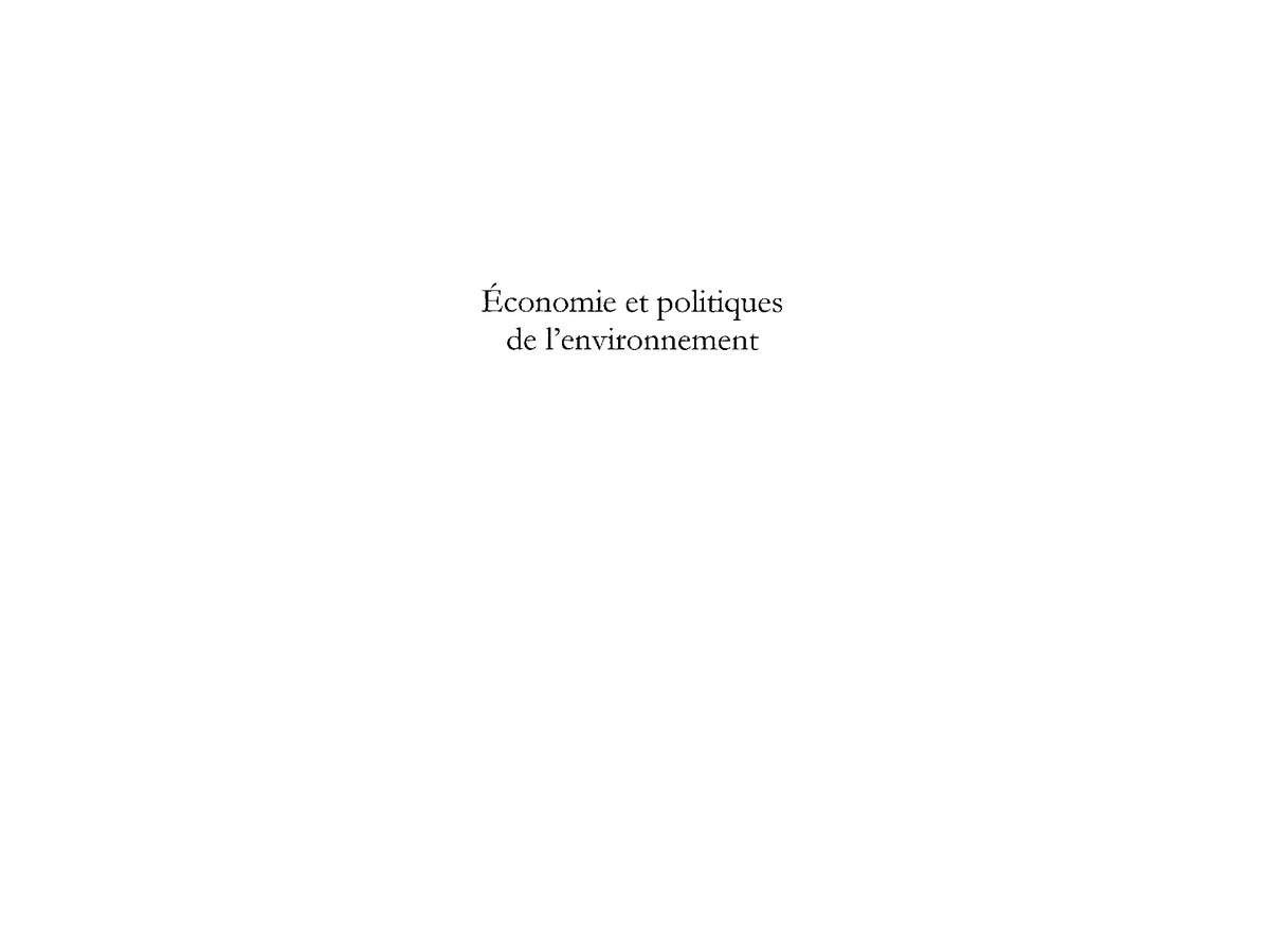 Economie et Politiques de l_Environnement