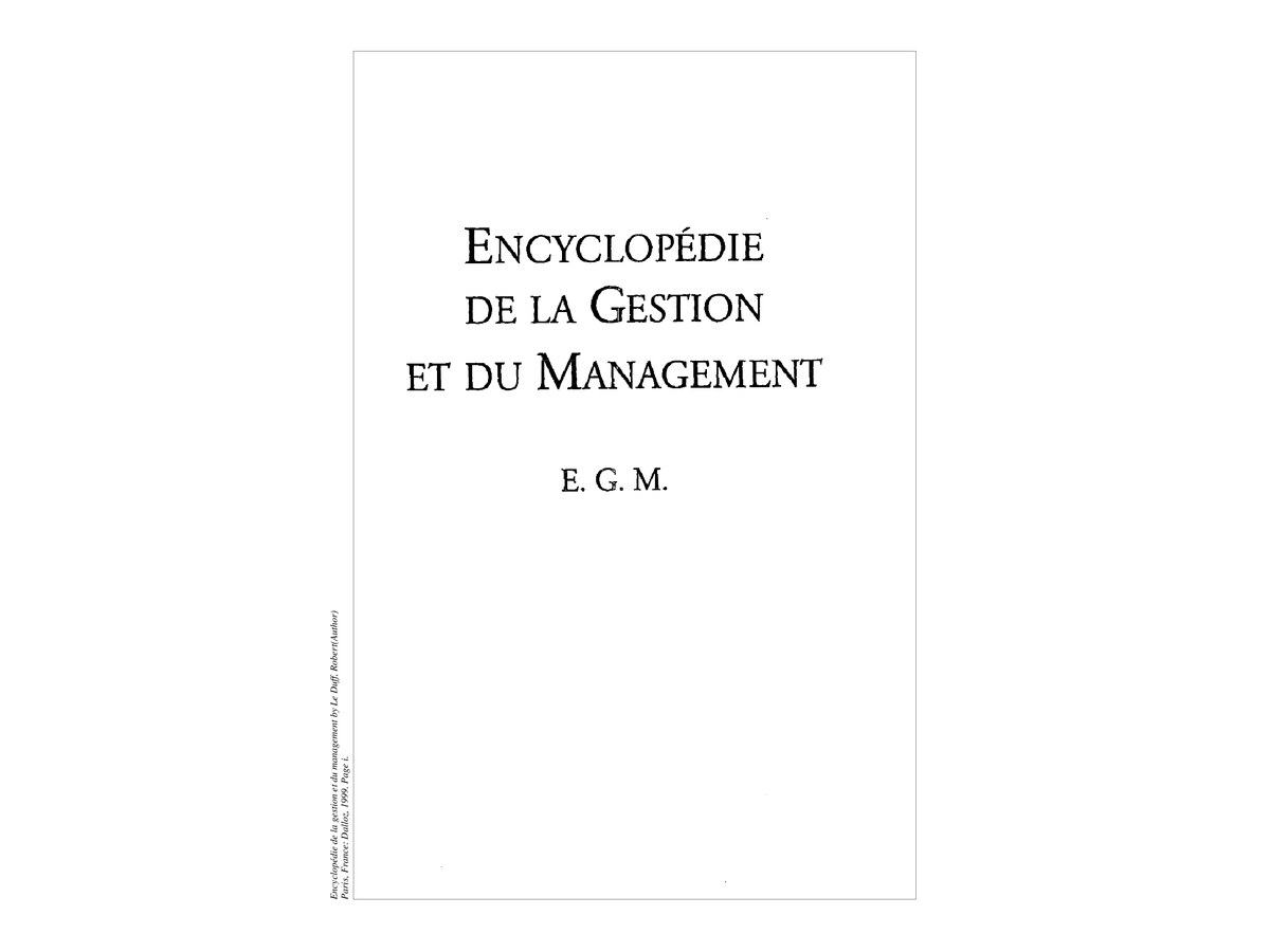 Encyclopédie de Gestion et du Management