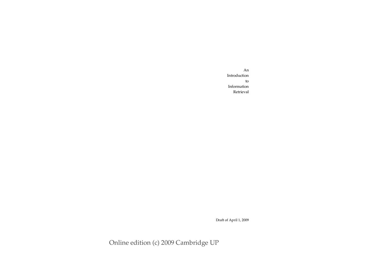 information retrieval cambridge 2009