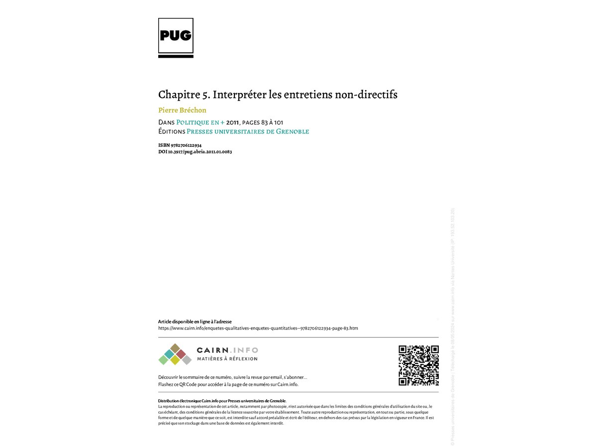 Interpréter les entretiens non-directifs