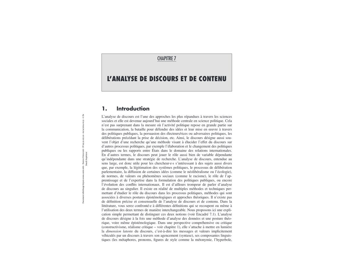 L analyse de discours et de contenu