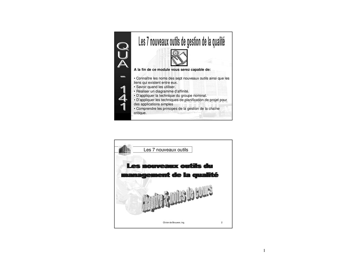 Les 7 Nouveaux Outils de Gestion de la Qualité