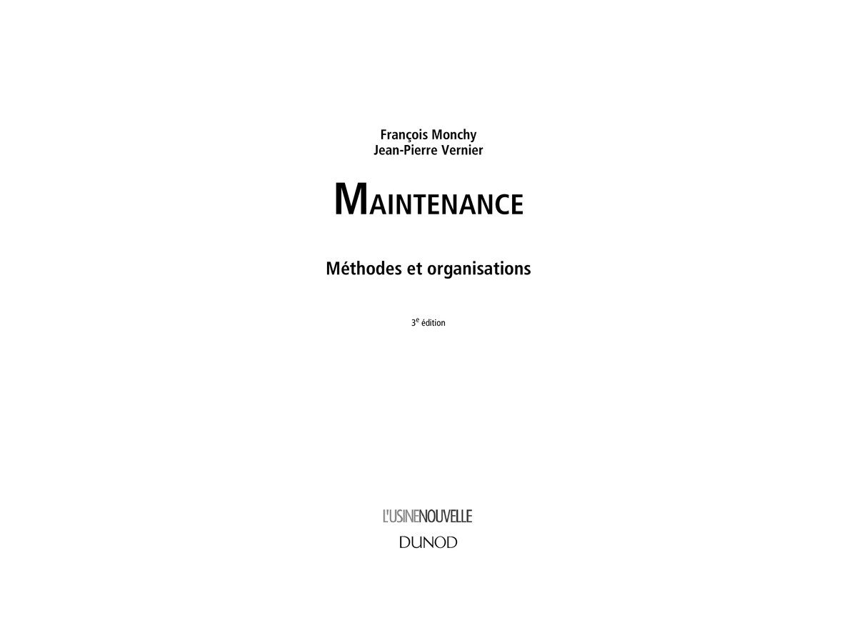 Maintenance - Méthodes et Organisation