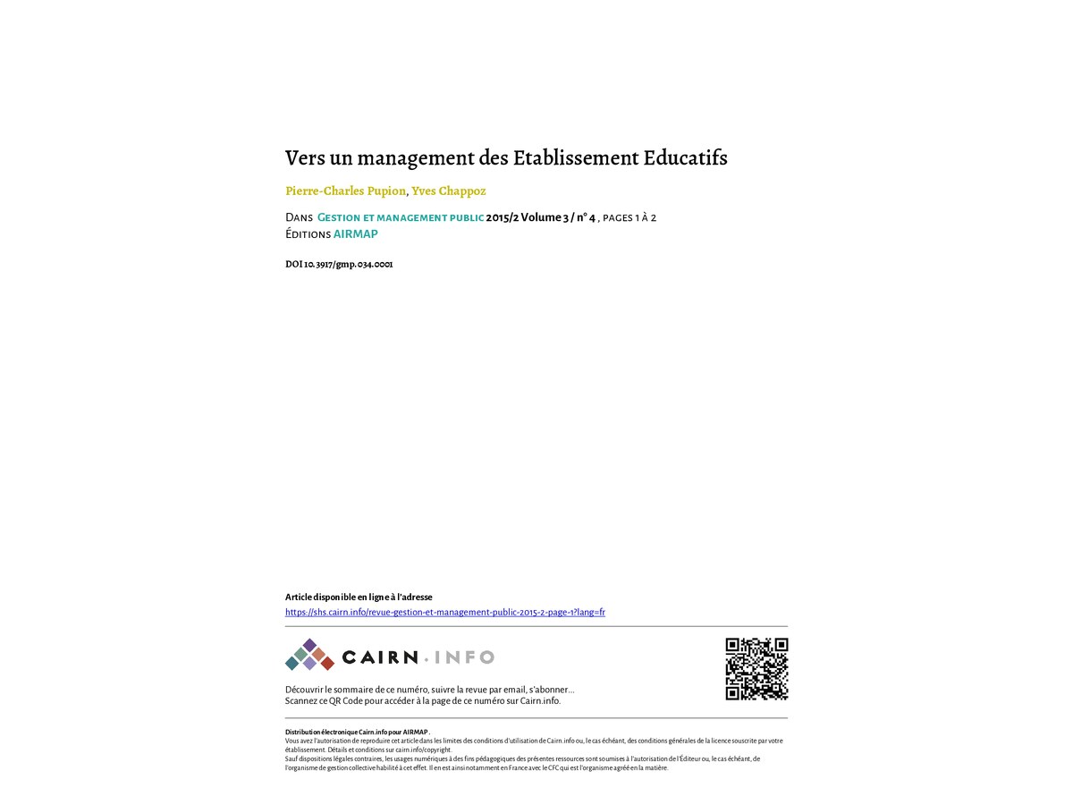 Management des établissements éducatifs