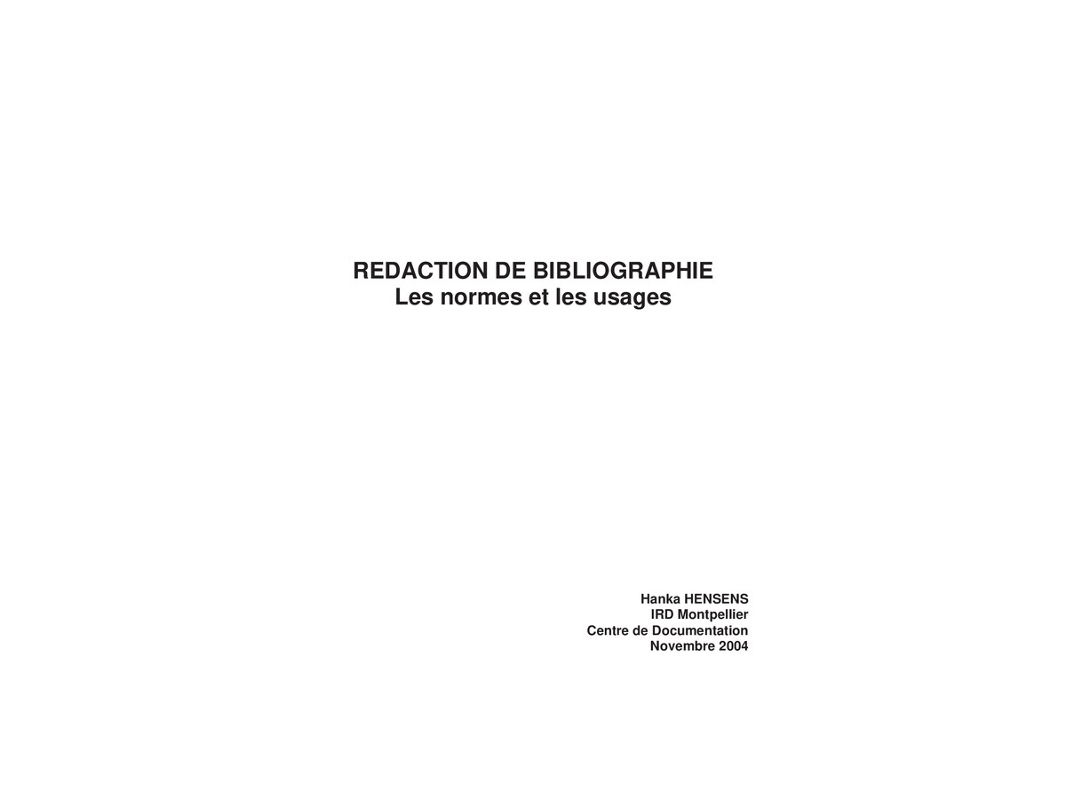 Normes de présentation bibliographie