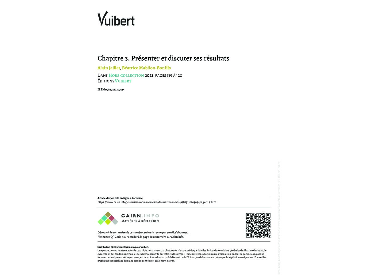 Présenter et discuter ses résultats