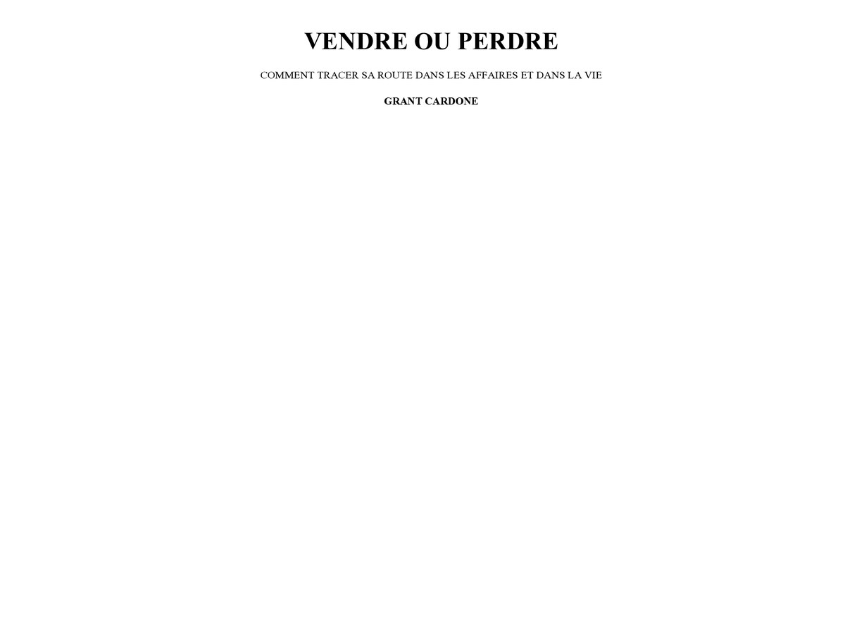 Vendre ou perdre
